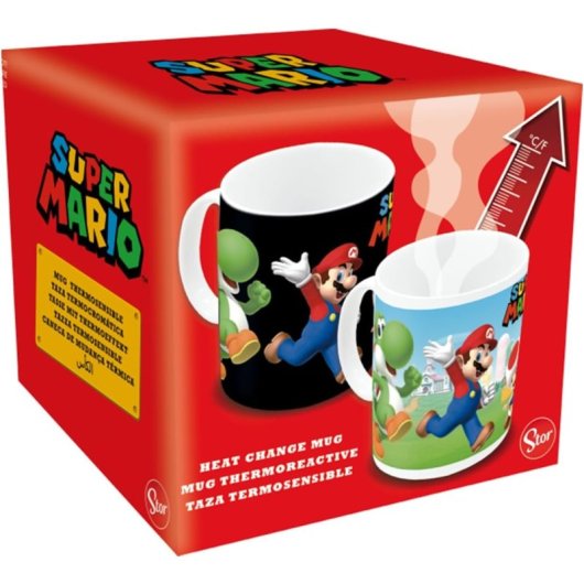 Taza Sensitiva Al Calor Super Mario Bros Foto De Grupo Nintendo Cerámica 325 Mls
