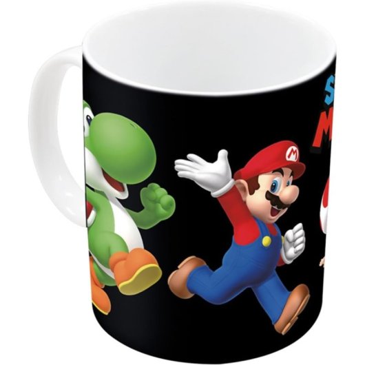 Taza Sensitiva Al Calor Super Mario Bros Foto De Grupo Nintendo Cerámica 325 Mls