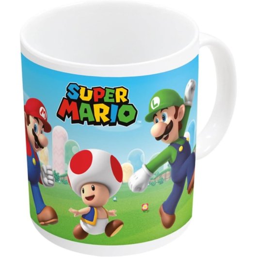 Taza Sensitiva Al Calor Super Mario Bros Foto De Grupo Nintendo Cerámica 325 Mls