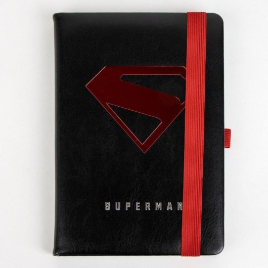Set Papeterie Superman DC Carnet Similicuir Noir Porte-clés