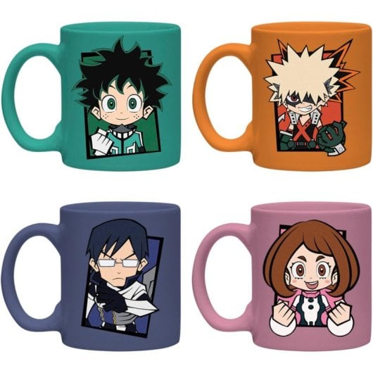 Set 4 Tazas Espresso My Hero Academia Cerámica 150 Mls