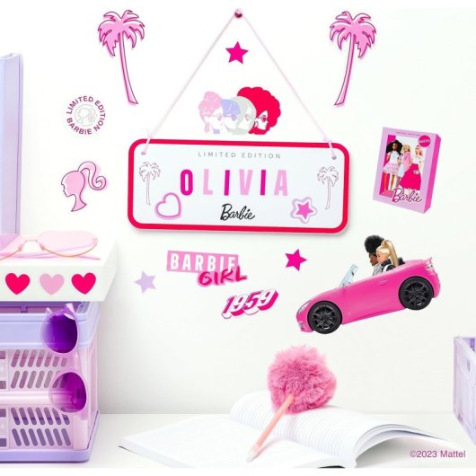 Letrero De Habitación Customizable Barbie 25 X 10 Cms