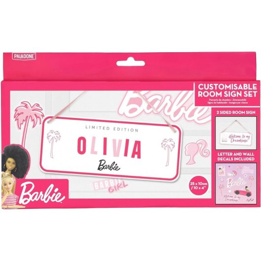 Letrero De Habitación Customizable Barbie 25 X 10 Cms