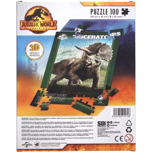 Puzle Triceratops Jurassic World Efecto 3d + Lámina Lenticular