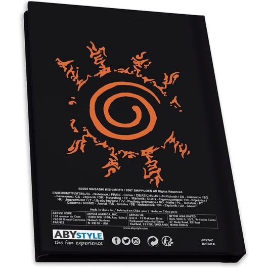 Caja Regalo Naruto Shippuden Vaso Cristal 400 Mls + Pin + Cuaderno Konoha