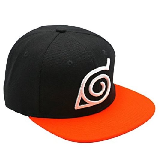 Cappellino Snapback Abystyle Naruto Shippuden Nero Arancione Simbolo Konoha