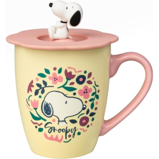 Taza 3d Snoopy Con Tapa Cerámica 350 Mls