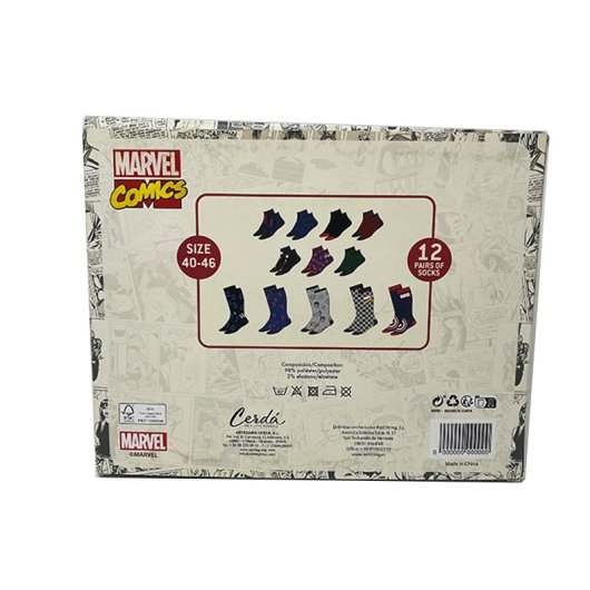 Caja Regalo 12 Calcetines Marvel Cómics Edición Limitada Talla 40/46