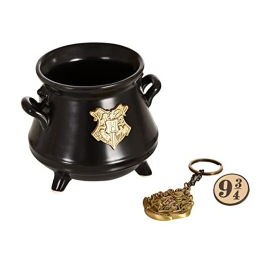 Caja Regalo Harry Potter Taza Cerámica 400 Mls + Llavero Hogwarts + Pin Andén 9 3/4