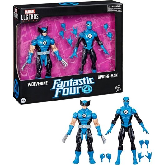 Set Figuras Wolverine & Spider-man Fantastic Four Marvel Legends Los Cuatro Fantásticos Articuladas 15 Cms