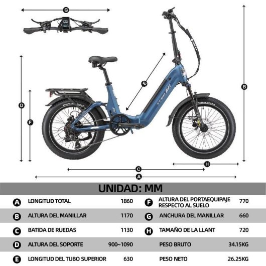 Bicicleta elétrica TTGO F7 250W 48V 20 polegadas
