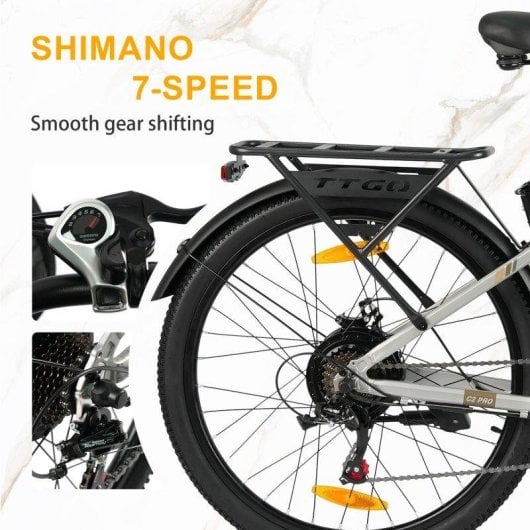 Bicicleta eléctrica urbana TTGO C2 Pro 250 W 36 V 18 Ah 26 pulgadas