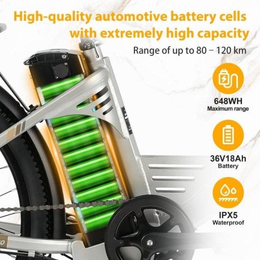 Bicicleta eléctrica urbana TTGO C2 Pro 250 W 36 V 18 Ah 26 pulgadas