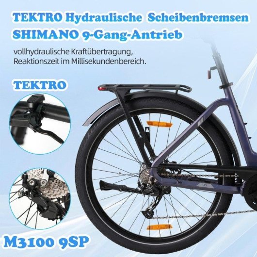 Bicicleta Eléctrica Urbana TTGO Z5 Motor Central 250W Autonomía 130km
