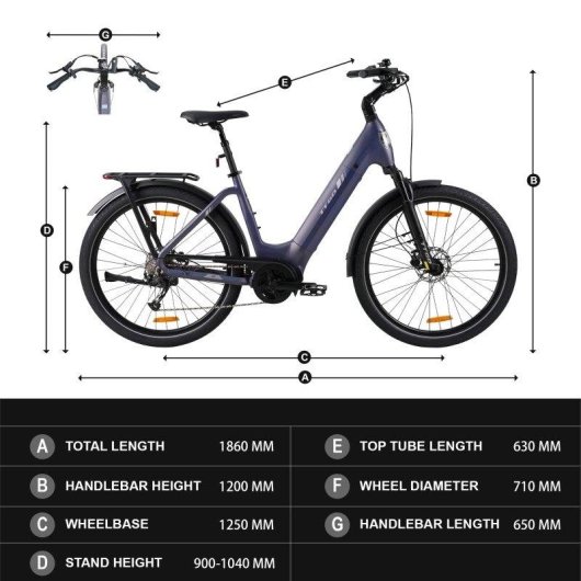 Bicicleta Eléctrica Urbana TTGO Z5 Motor Central 250W Autonomía 130km