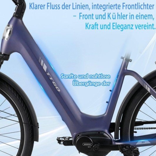 Bicicleta Eléctrica Urbana TTGO Z5 Motor Central 250W Autonomía 130km