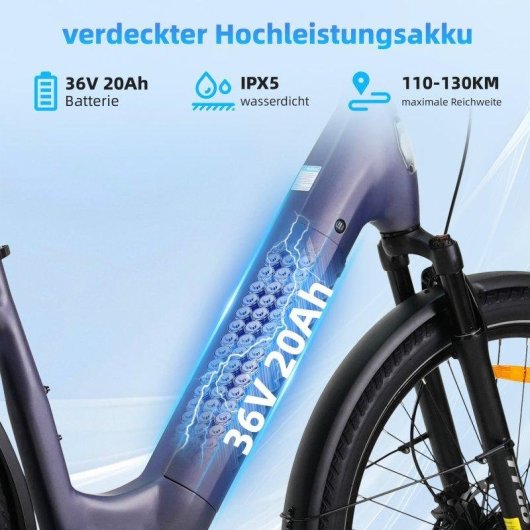Bicicleta Eléctrica Urbana TTGO Z5 Motor Central 250W Autonomía 130km