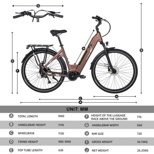 Bicicletta Elettrica Urbana TTGO C7 SE