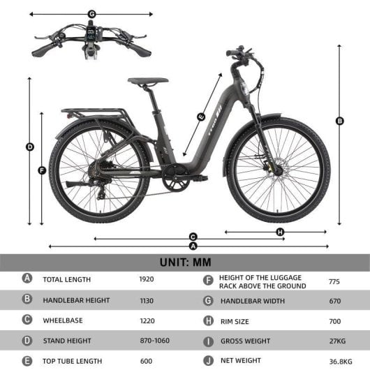 Bicicleta Electrica TTGO E-SUVO Autonomia 100-120 km