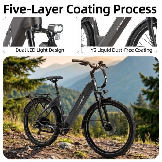Bicicleta Eléctrica Urbana TTGO C5 Motor 250W Batería 48V 13.5Ah Neumáticos 27.5"