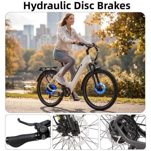 Bicicleta Eléctrica Urbana TTGO C5 250W 48V 13.5Ah 27.5" Blanco