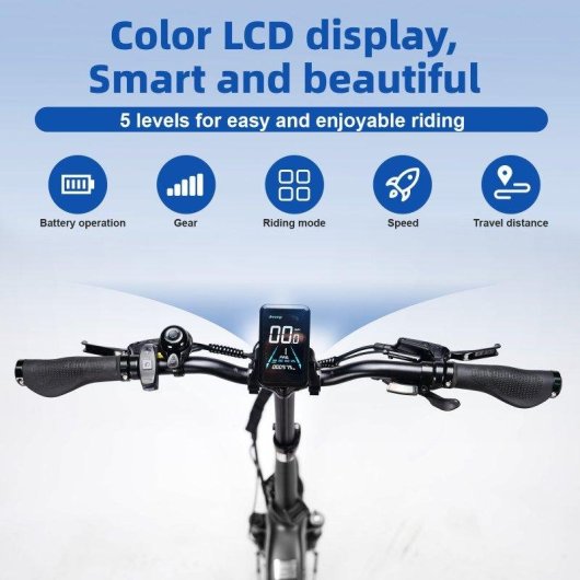Bicicleta elétrica TTGO F7 urbana dobrável 250W bateria 48V 15Ah 20 polegadas
