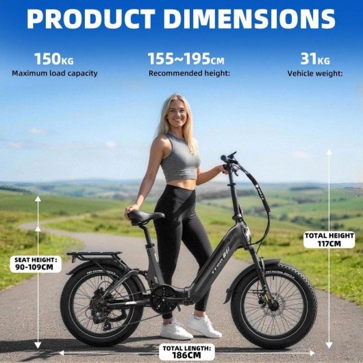 Bicicleta elétrica TTGO F7 urbana dobrável 250W bateria 48V 15Ah 20 polegadas