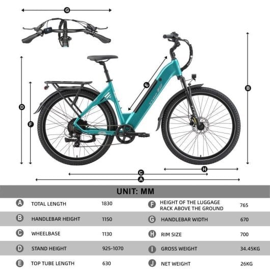 Vélo électrique TTGO C5 urbain 48V 250W 27,5 pouces autonomie longue