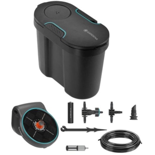 Set de riego solar GARDENA AquaBloom con depósito de agua 10,5 l