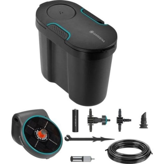 Set de riego solar GARDENA AquaBloom con depósito de agua 10,5 l