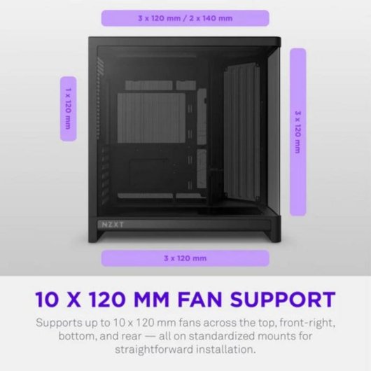 Caixa PC NZXT H6 RGB+ Preto Tour Midi ATX