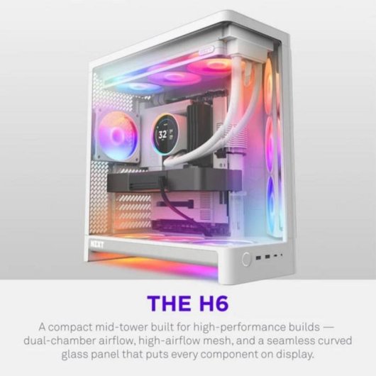 Caixa PC NZXT H6 RGB+ Branco Torre Midi