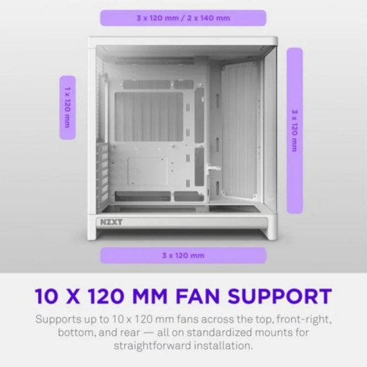 Caixa PC NZXT H6 RGB+ Branco Torre Midi