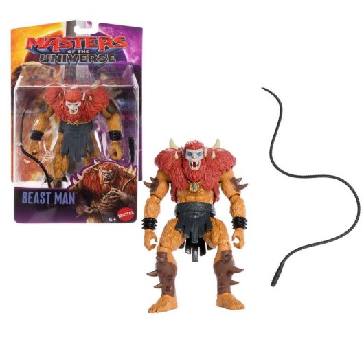 Figura de acción Mattel Masters of the Universe Beast Man 13,97 cm con látigo