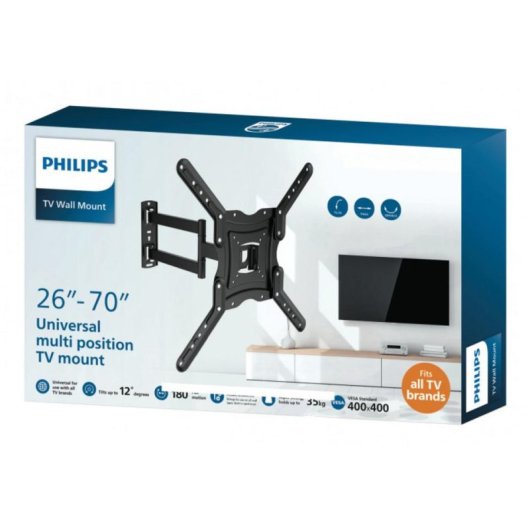 Philips SAMAR MICRO CABL Support TV Mural Articulé 26 à 70" VESA 75x75 à 400x400 Max 35Kg