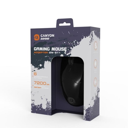 Ratón CANYON Accepter GM-211 RGB Cabo 7200 DPI Preto 6 Botões