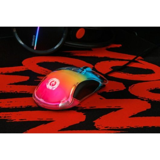 Ratón CANYON Braver GM-728 Gaming Cabo 12800 DPI RGB Preto Transparente