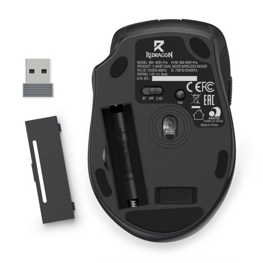 Ratón REDRAGON BM-4091 Bluetooth sem fios 4000 DPI Preto 6 Botões