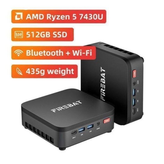 Mini PC FIREBAT Ryzen 5 7430U/16GB/512GB SSD/Radeon Graphics/Windows 11 Pro