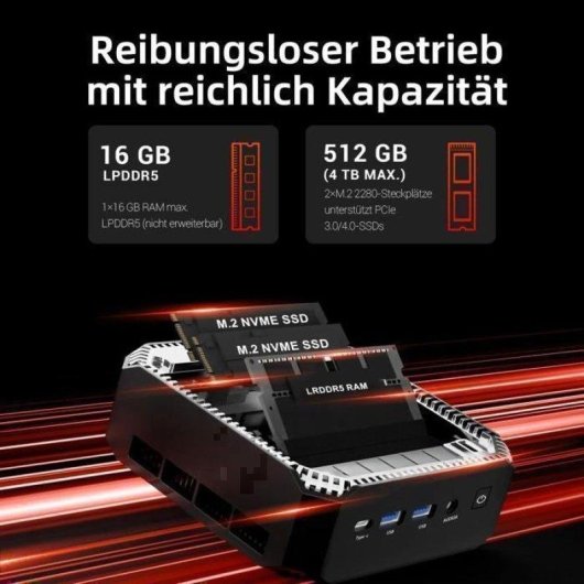 Mini PC FIREBAT Ryzen 7 7735HS AMD 16GB 512GB SSD Radeon 680M Windows 11 Pro Wi-Fi 6 Ethernet 2.5G