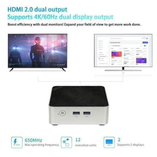 Mini PC ERVPES M1 Intel Core i5-8257U 8GB 256GB SSD Iris Plus 645 Windows 11 Pro