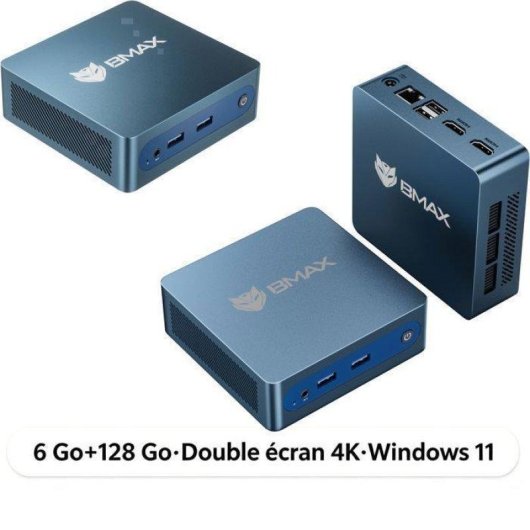Mini PC BMAX B1 Plus Intel Celeron J3355 6GB 128GB SSD Windows 11 Bleu