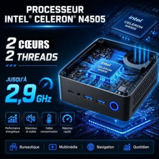 Mini PC ERVPES E1 Pro Intel Celeron N4505/8GB/256GB SSD/Intel UHD Windows 11