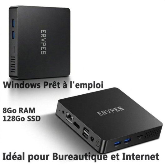 Mini PC ERVPES B20E Intel Pentium Gold 6500Y 8GB 128GB SSD Intel UHD 615 Windows 11 Pro