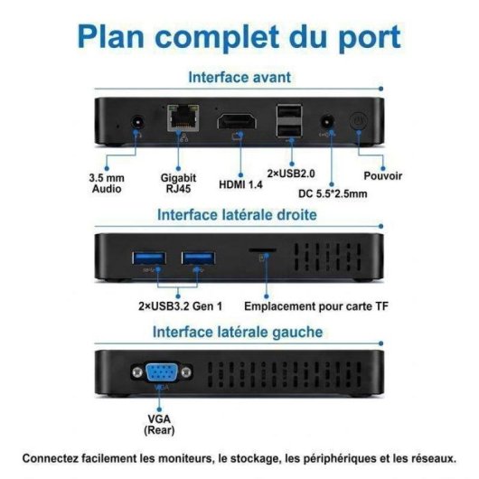 Mini PC ERVPES B20E Intel Pentium Gold 6500Y 8GB 128GB SSD Intel UHD 615 Windows 11 Pro