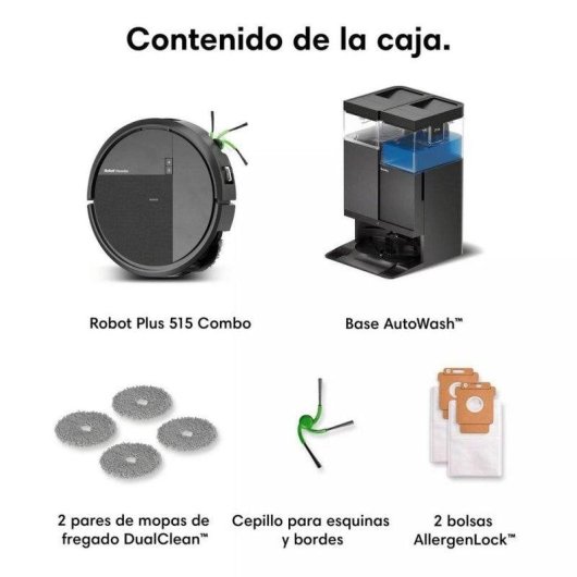 Robot Aspirador y Fregasuelos iRobot Roomba Plus 515 Combo con Autovaciado Navegación LiDAR 22.000 Pa + Pack de 3 Bolsa