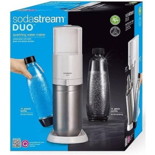 Carbonator SodaStream DUO RVS Wit 1L Fles 60L Capaciteit