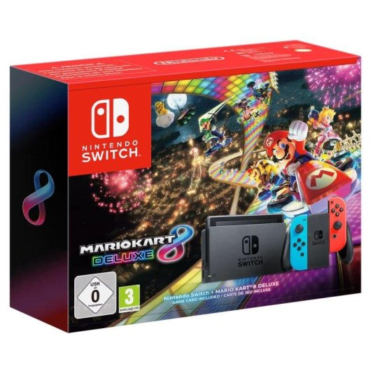 Nintendo Switch Portátil Procesador Nvidia Tegra 32GB Azul Neón Rojo Neón + Mario Kart 8 Deluxe
