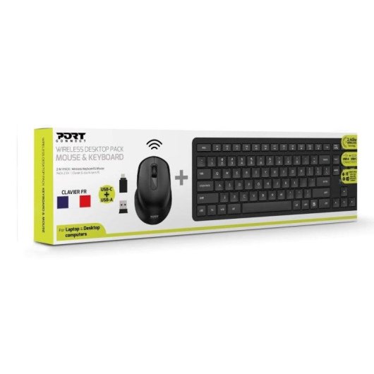 Clavier Port Designs 900904-FR complet sans fil AZERTY avec souris French