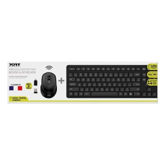 Clavier Port Designs 900904-FR complet sans fil AZERTY avec souris French